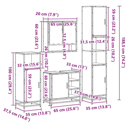 4 Piece Bathroom Furniture Set Sonoma Oak Engineered Wood