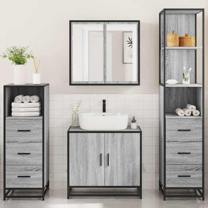 4 Piece Bathroom Furniture Set Grey Sonoma Engineered Wood