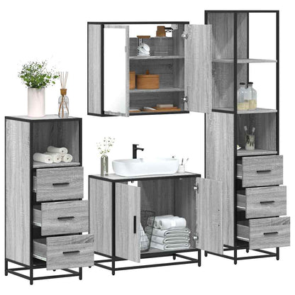 4 Piece Bathroom Furniture Set Grey Sonoma Engineered Wood