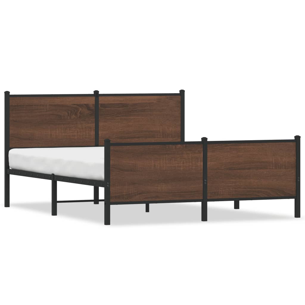 Metal Bed Frame without Mattress Brown Oak 160x200 cm