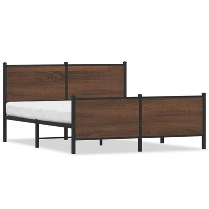 Metal Bed Frame without Mattress Brown Oak 160x200 cm