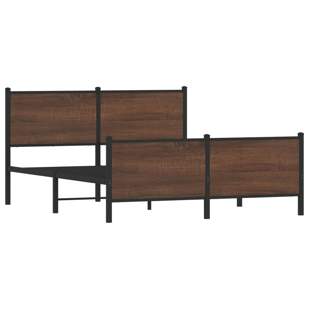 Metal Bed Frame without Mattress Brown Oak 160x200 cm