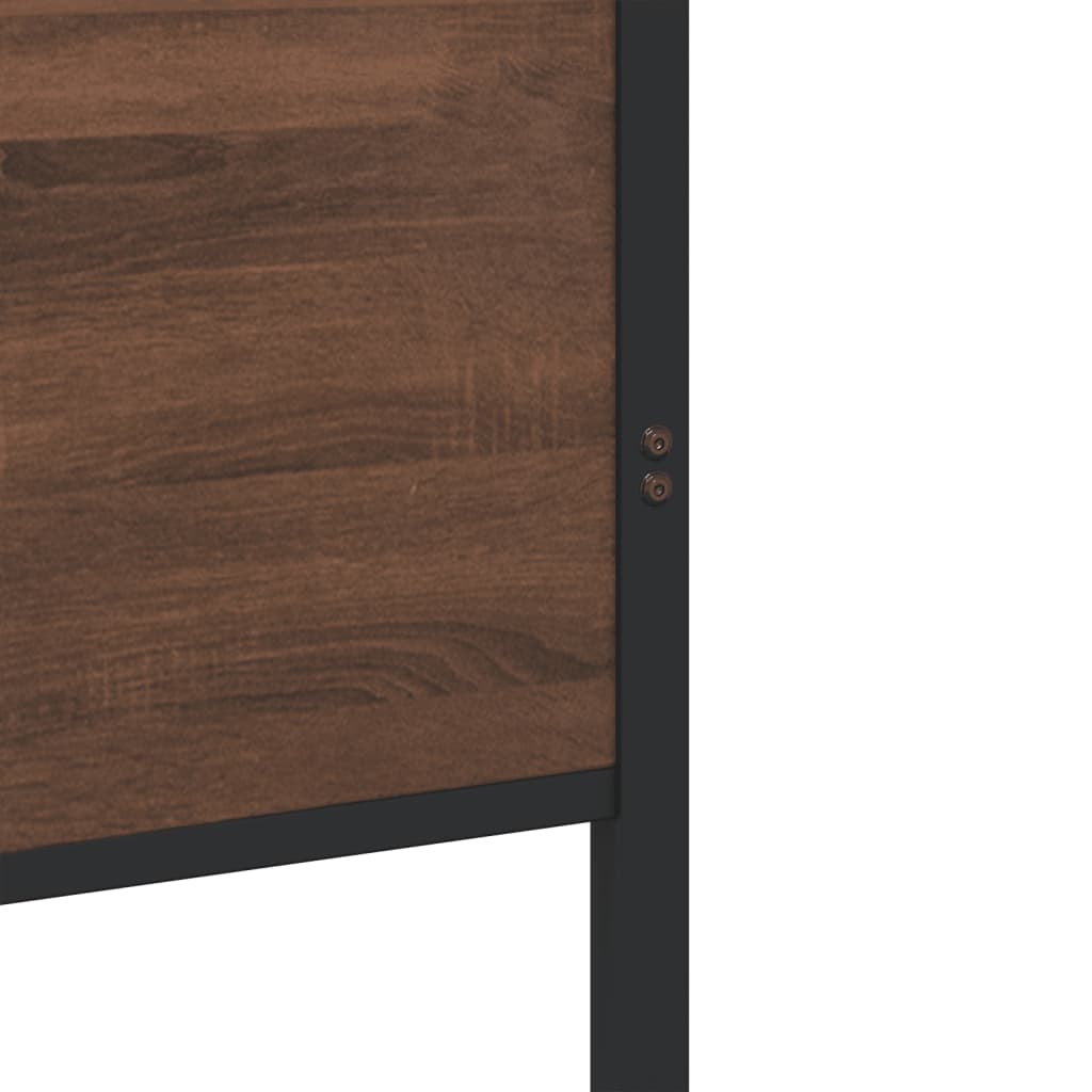 Metal Bed Frame without Mattress Brown Oak 160x200 cm