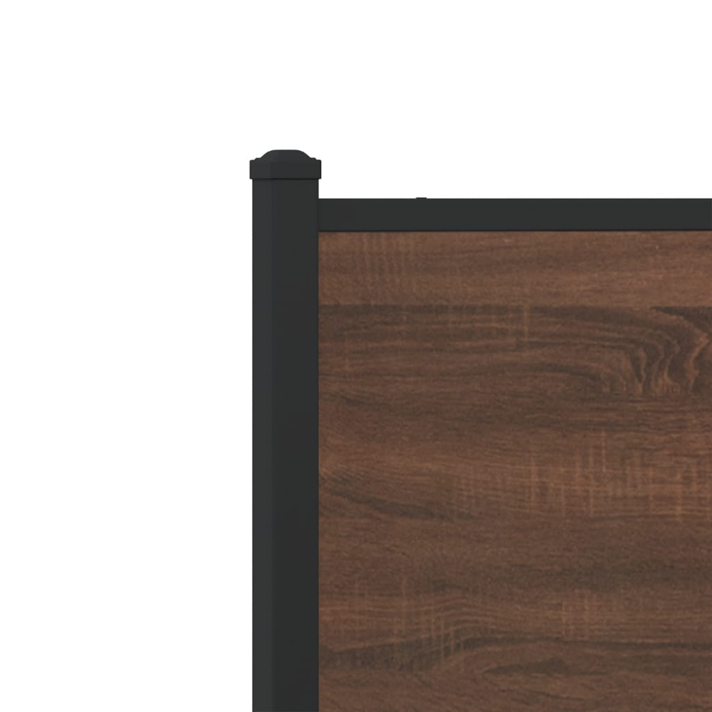 Metal Bed Frame without Mattress Brown Oak 160x200 cm