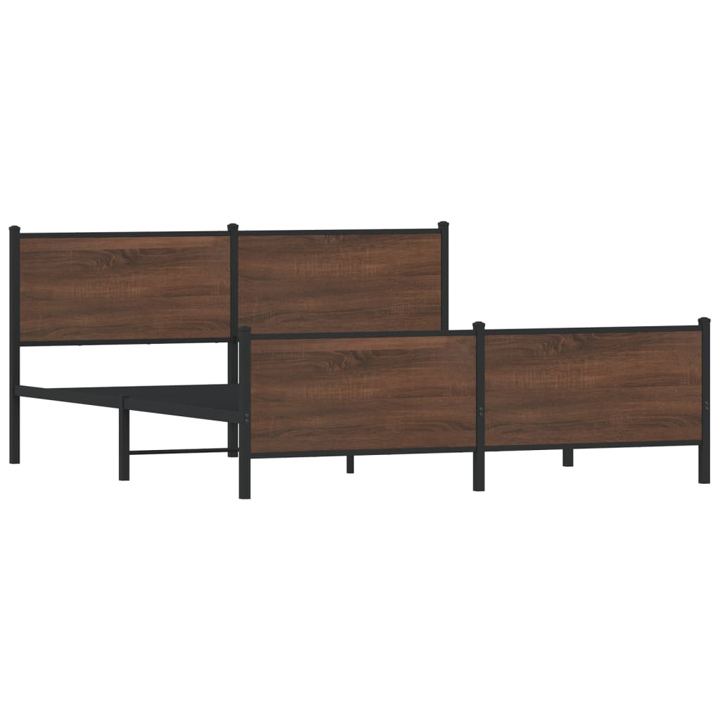 Metal Bed Frame without Mattress Brown Oak 180x200 cm Super King