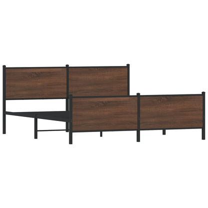 Metal Bed Frame without Mattress Brown Oak 180x200 cm Super King