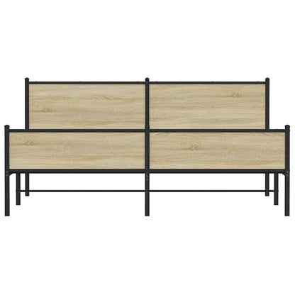 Metal Bed Frame without Mattress Sonoma Oak 180x200 cm Super King