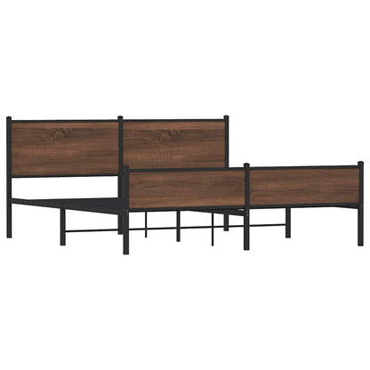 Metal Bed Frame without Mattress Brown Oak 183x213 cm