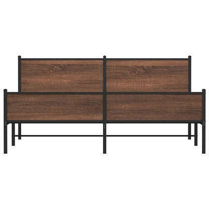 Metal Bed Frame without Mattress Brown Oak 183x213 cm