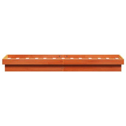 Wax Brown LED Bed Frame, Solid Wood, 75x190cm, No Mattress