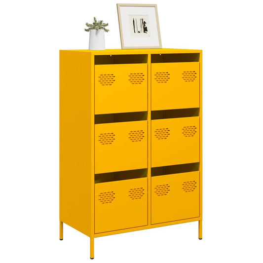 Mustard Yellow Steel Highboard - 68x39x101.5 cm Storage Unit
