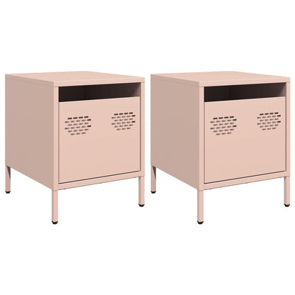 Pink Steel Bedside Cabinets Set of 2 - 35x39x43.5 cm