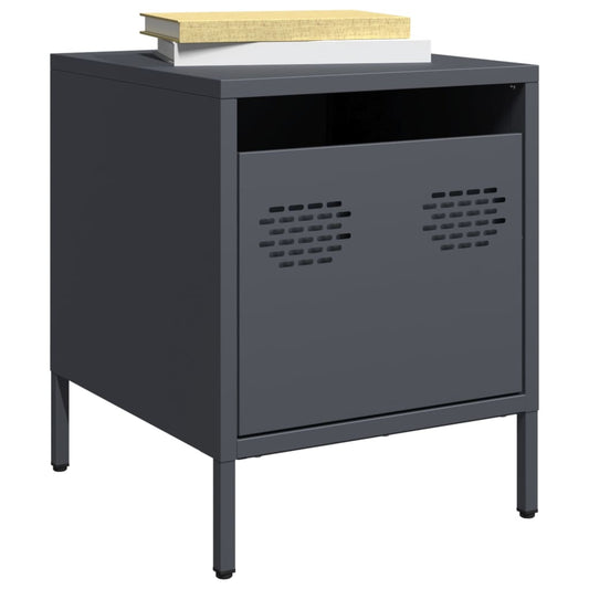 Anthracite Steel Bedside Cabinet 35x39x43.5 cm - Modern Design