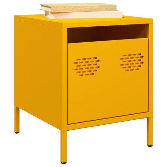 Mustard Yellow Steel Bedside Cabinets, Set of 2, 35x39x43.5 cm