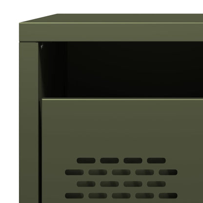 Olive Green Steel Bedside Cabinet, 35x39x43.5 cm - Modern Design