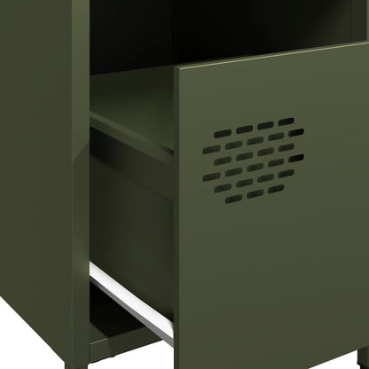 Olive Green Steel Bedside Cabinets 2pcs - 35x39x43.5 cm