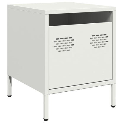White Steel Bedside Cabinet - Compact 35x39x43.5 cm Design
