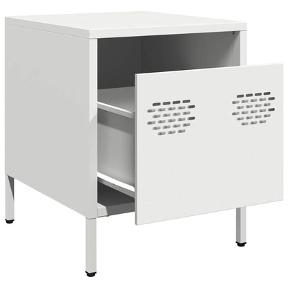White Steel Bedside Cabinet - Compact 35x39x43.5 cm Design