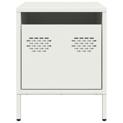 White Steel Bedside Cabinet - Compact 35x39x43.5 cm Design