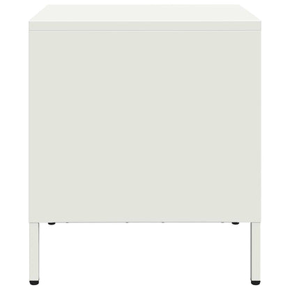 White Steel Bedside Cabinet - Compact 35x39x43.5 cm Design