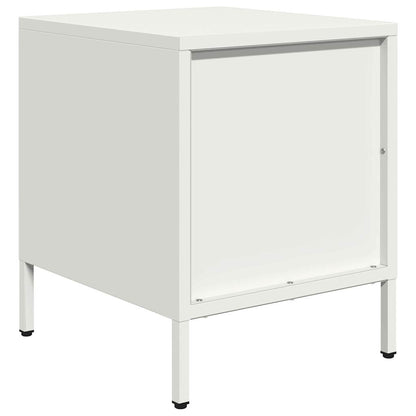 White Steel Bedside Cabinet - Compact 35x39x43.5 cm Design