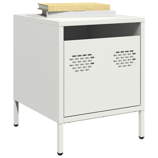 White Steel Bedside Cabinet - Compact 35x39x43.5 cm Design