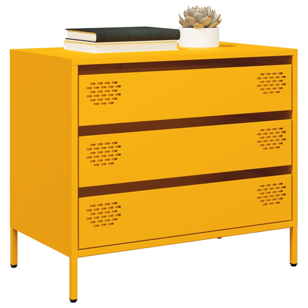 Mustard Yellow Steel Sideboard 68x39x58.5 cm - Stylish Storage Solution