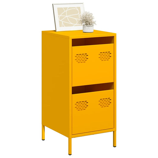 Mustard Yellow Steel Sideboard 35x39x73.5 cm - Modern Storage Solution