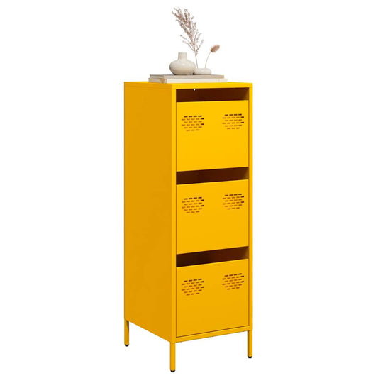 Mustard Yellow Steel Highboard - Compact 39x35x103.5 cm Storage Solution