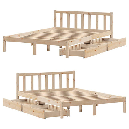 Bed Frame without Mattress 140x200 cm Solid Wood Pine