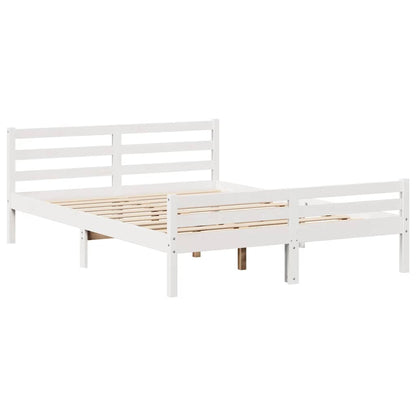 Bed Frame without Mattress White 150x200 cm King Size Solid Wood Pine