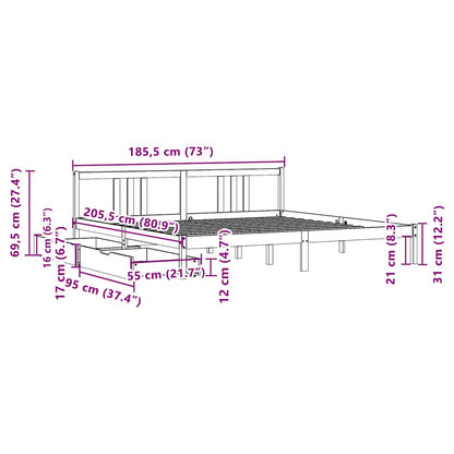 Bed Frame without Mattress 180x200 cm Super King Solid Wood Pine
