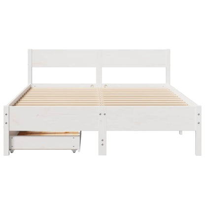 Bed Frame without Mattress White 150x200 cm King Size Solid Wood Pine