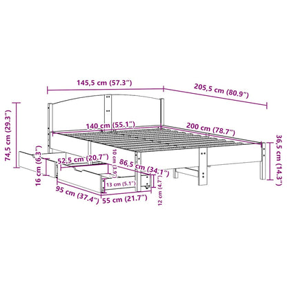 Bed Frame without Mattress White 140x200 cm Solid Wood Pine