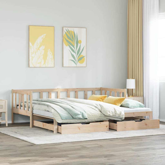 Daybed with Trundle and Drawers without Mattress 80x200 cm