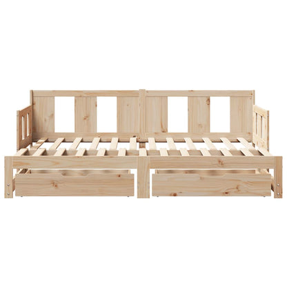 Daybed with Trundle and Drawers without Mattress 90x190 cm Single