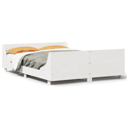 Bed Frame without Mattress White 135x190 cm Double Solid Wood Pine