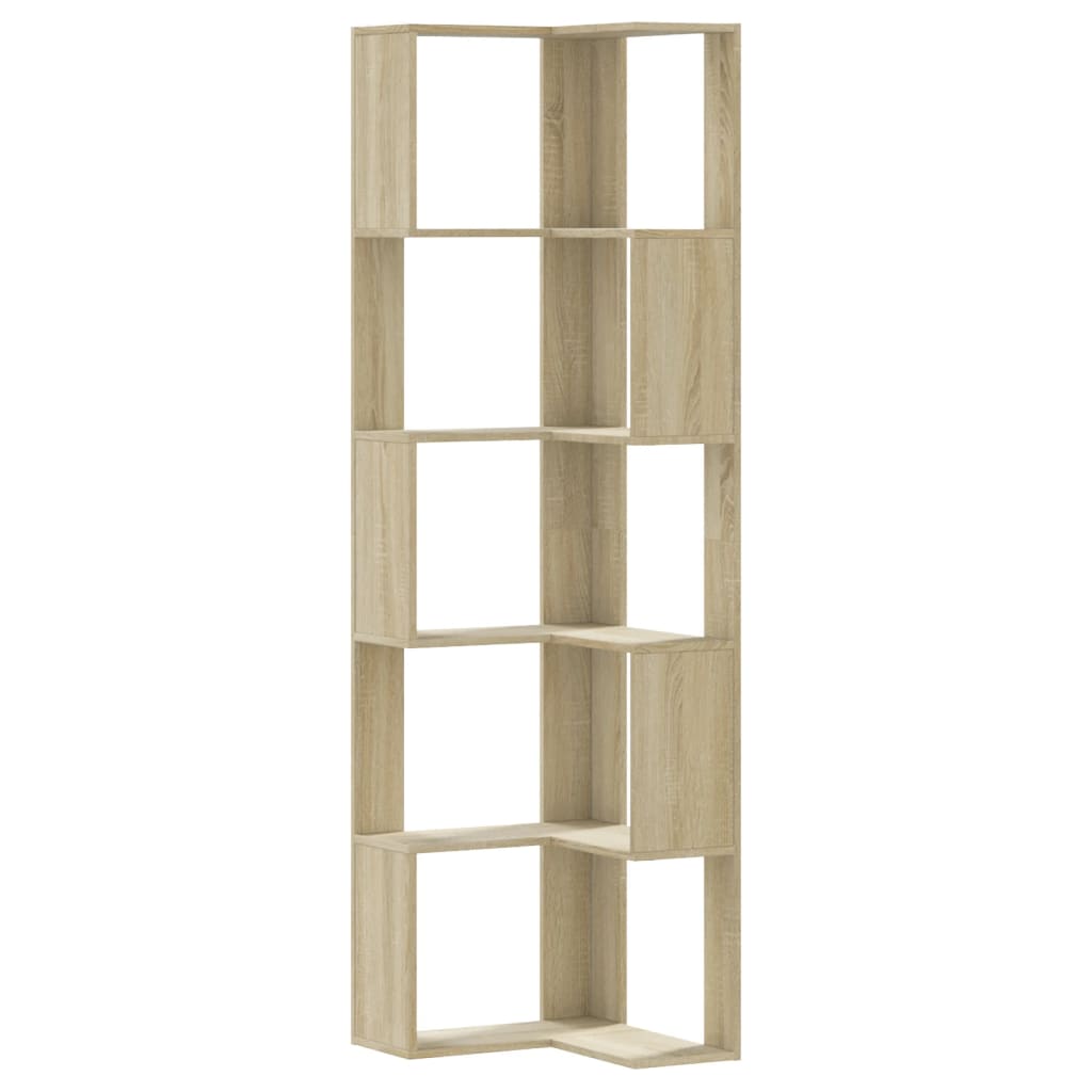 Sonoma Oak 5-Tier Corner Bookcase, 50x50x179 cm, Engineered Wood