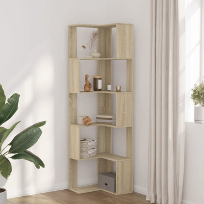 Sonoma Oak 5-Tier Corner Bookcase, 50x50x179 cm, Engineered Wood