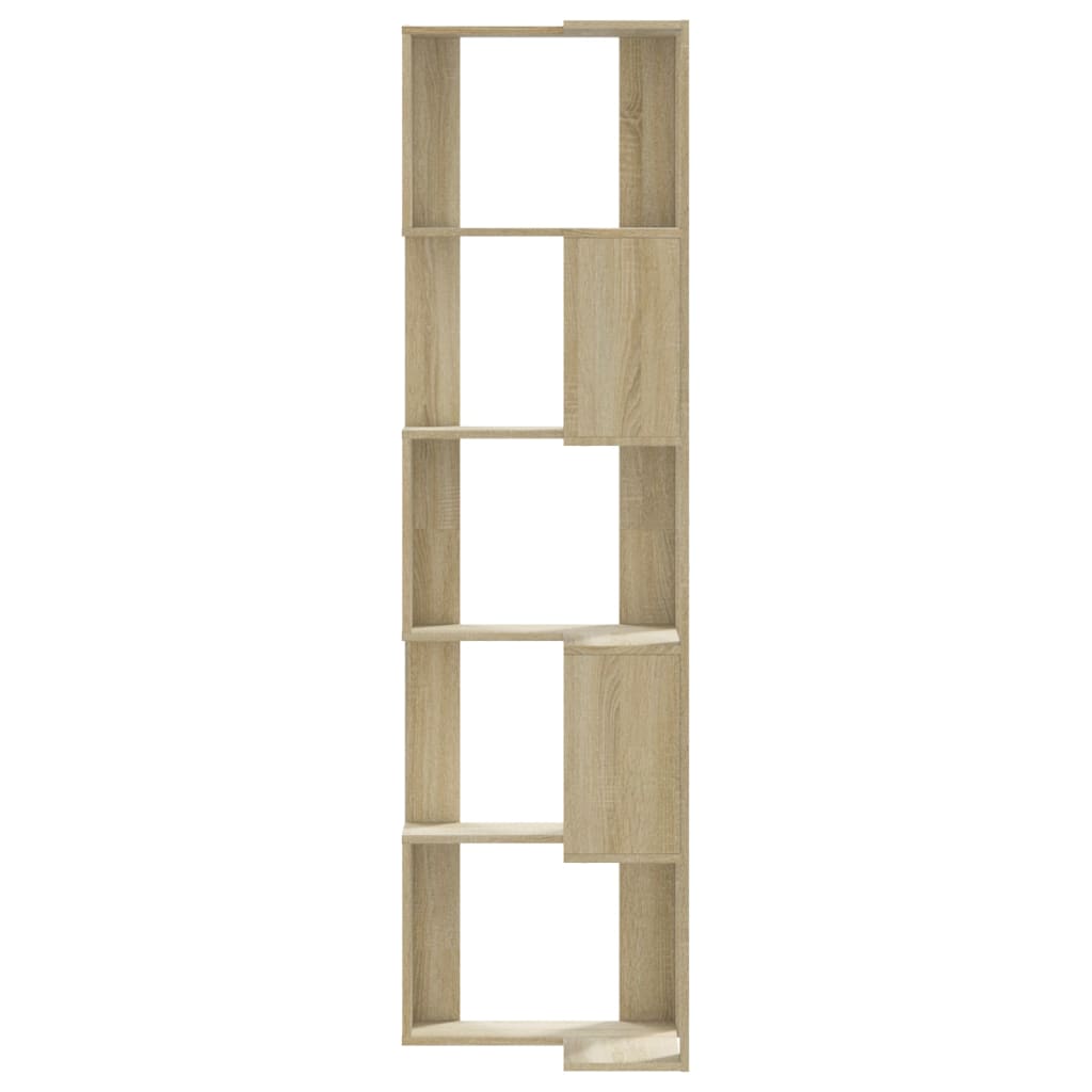 Sonoma Oak 5-Tier Corner Bookcase, 50x50x179 cm, Engineered Wood