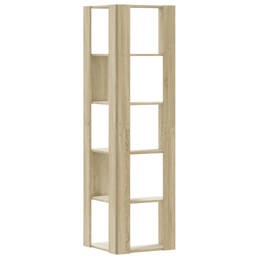 Sonoma Oak 5-Tier Corner Bookcase, 50x50x179 cm, Engineered Wood