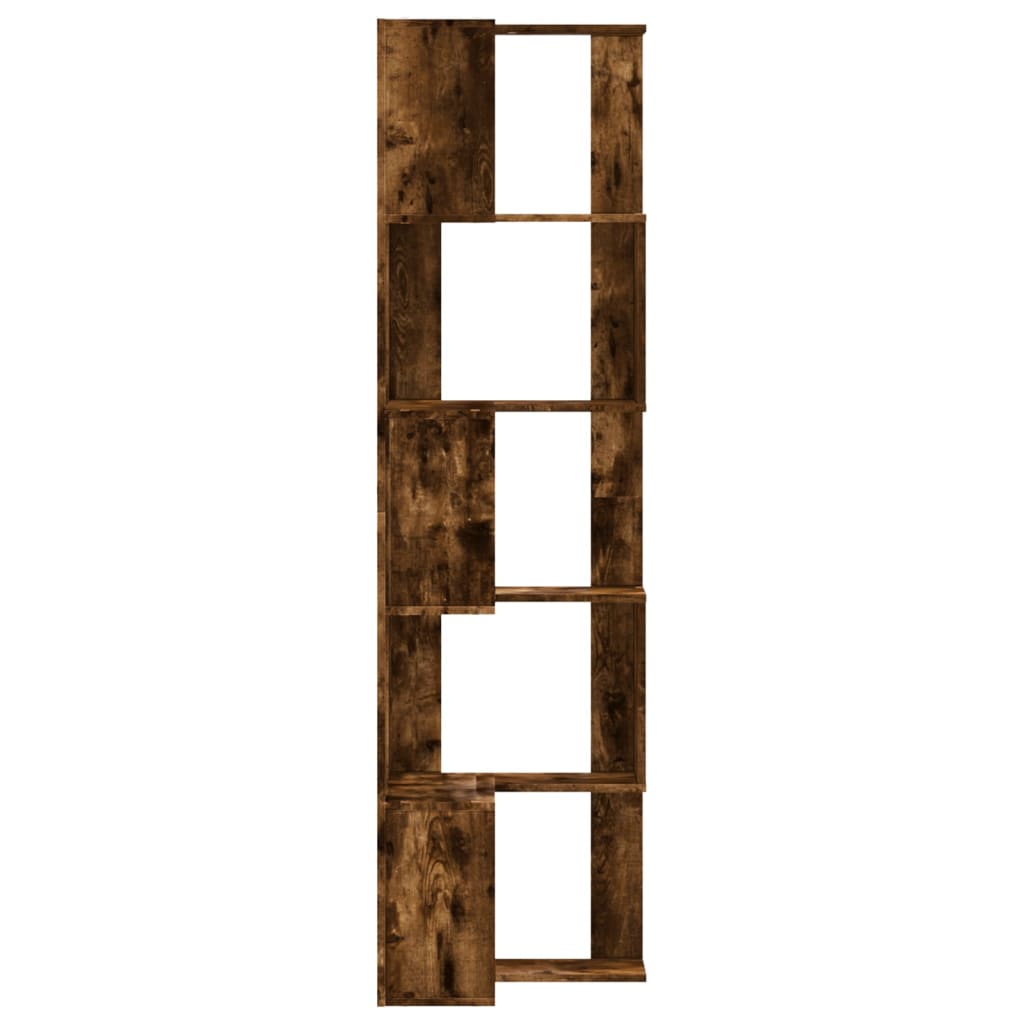 5-Tier Smoked Oak Corner Bookcase, 50x50x179 cm, Engineered Wood