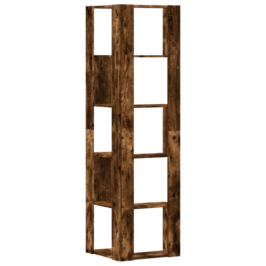 5-Tier Smoked Oak Corner Bookcase, 50x50x179 cm, Engineered Wood
