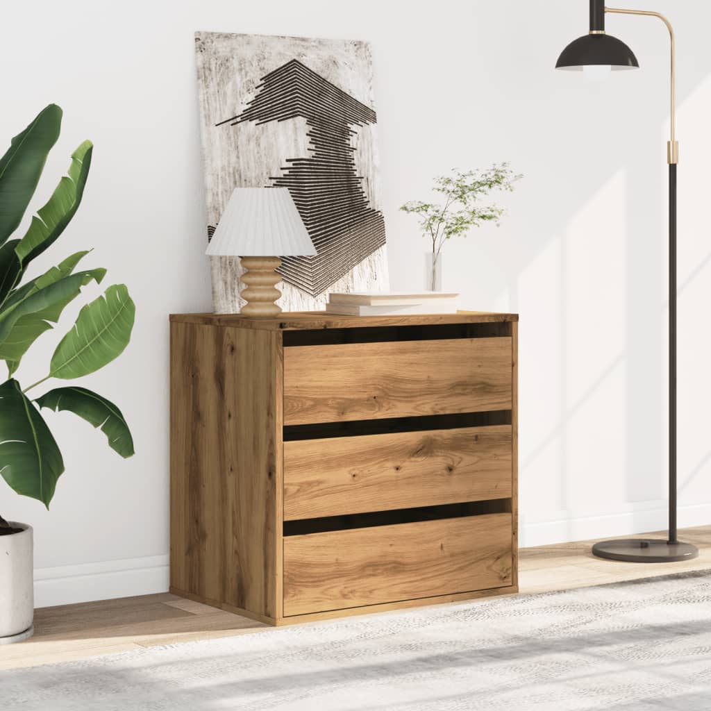 Artisan Oak Corner Chest of Drawers - 60x41x58 cm Engineered Wood