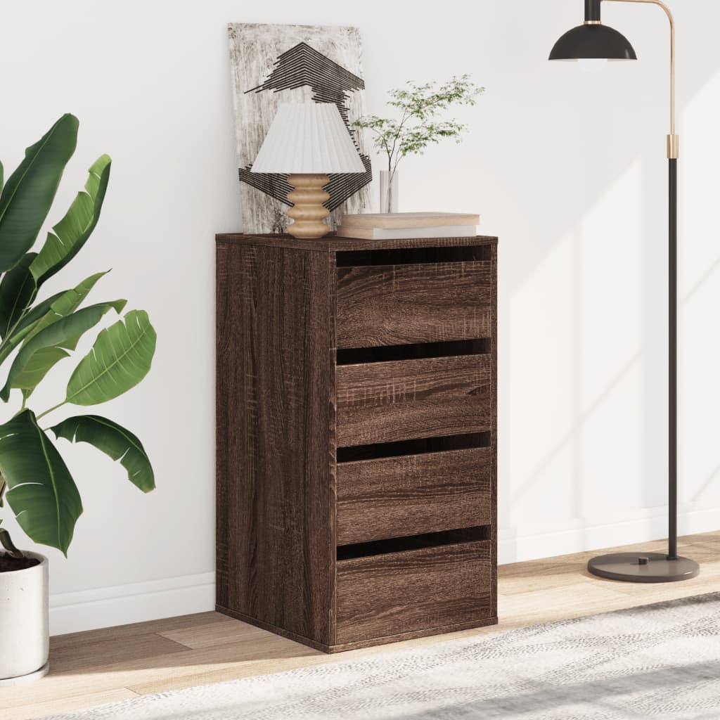 Brown Oak Corner Chest of Drawers - 40x41x76 cm Engineered Wood