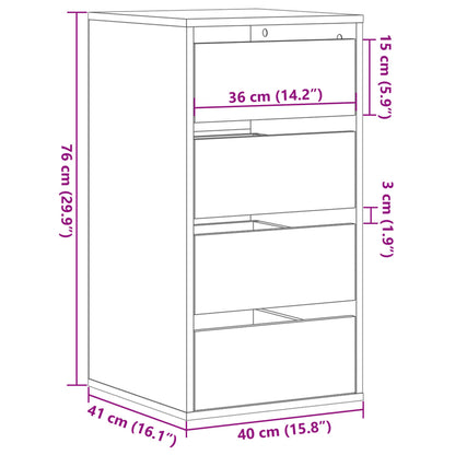Brown Oak Corner Chest of Drawers - 40x41x76 cm Engineered Wood