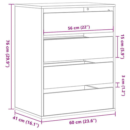 Brown Oak Corner Chest of Drawers - 60x41x76 cm Engineered Wood