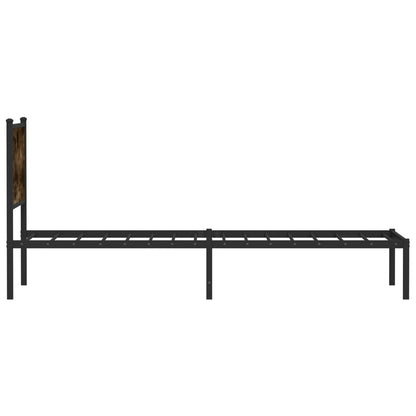 Smoked Oak Metal Bed Frame 75x190cm - Small Single