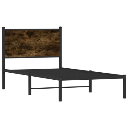 Smoked Oak Metal Bed Frame - Single 90x190 cm (No Mattress)