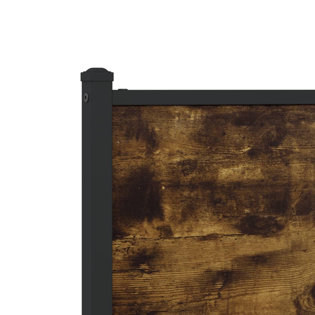 Metal Bed Frame 90x200 cm, Smoked Oak Finish, No Mattress Included